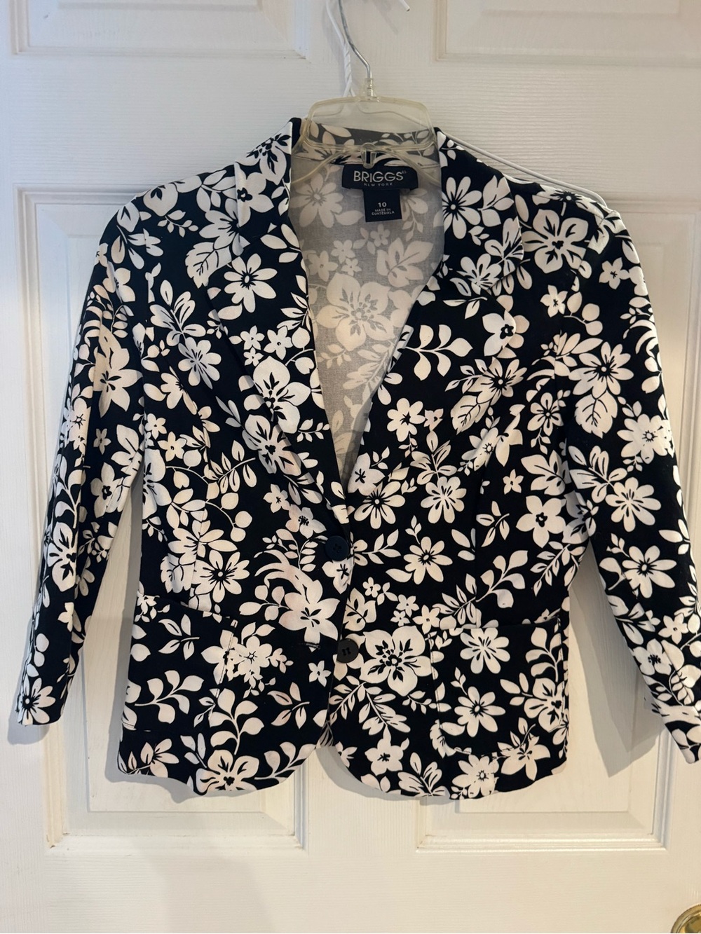 Briggs New York Black & White Floral Ponte Blazer